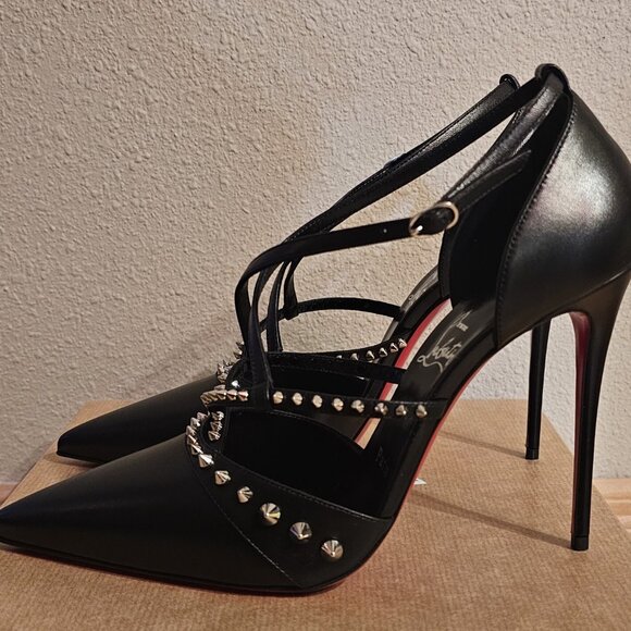 CHRISTIAN LOUBOUTIN Tatooshka 100 Spiked Leather Pumps Shoes - Picture 6 of 12